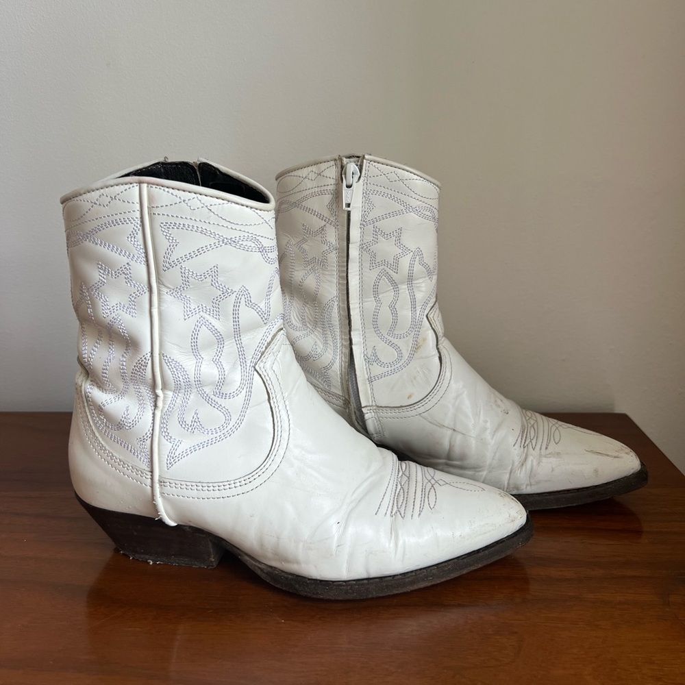 Sandro Cowboy Boots in white